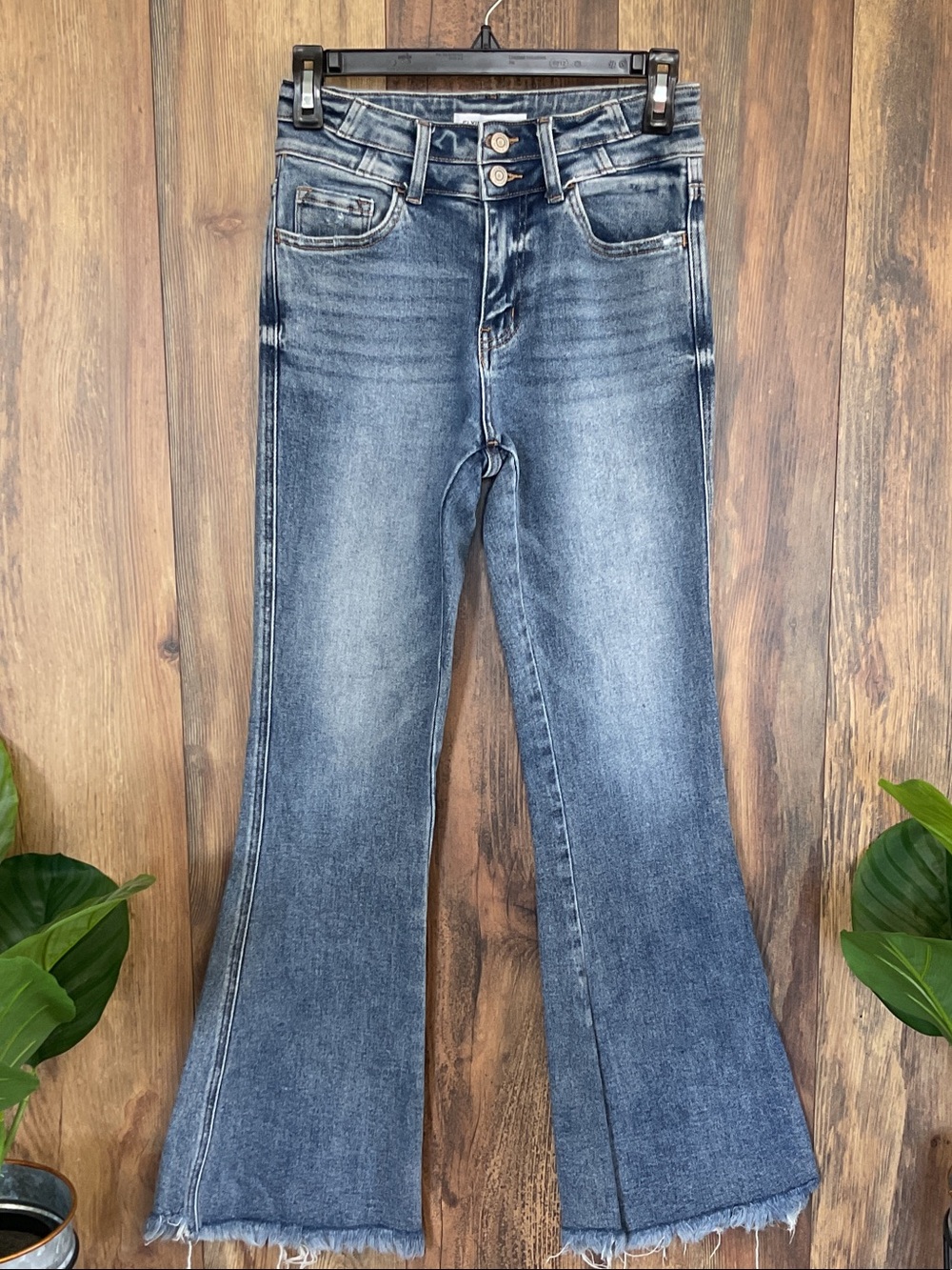 Flying Monkey Women's High-Rise Flare Double Button Jeans 26     438B